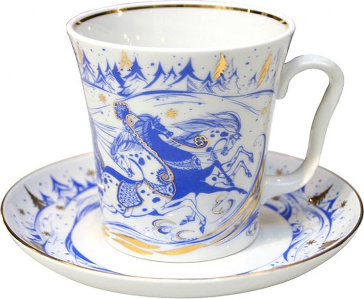 80260 Императорский фарфоровый завод Бокал с блюдцем "Тройка" "Ленинградский" Фарфор твердый 