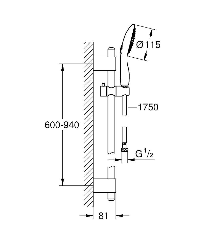 27759000 Душевой гарнитур Grohe Power&Soul хром - Вид №1