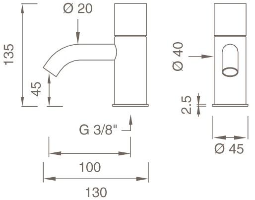 Ceadesign Смеситель для раковины, однорычажный, настольный, из нержавеющей стали Giotto plus Gio 61 - Вид №1