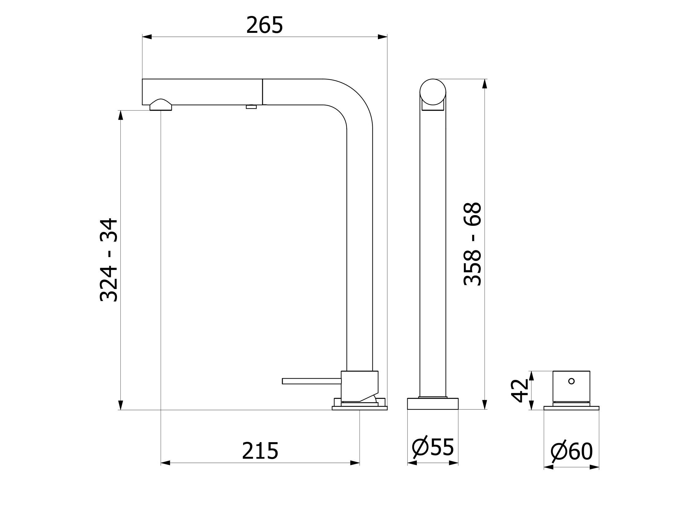 Однорычажный стальной смеситель для кухни с 2 отверстиями со съемным ручным душем IB ARCH-00086398 - Вид №2