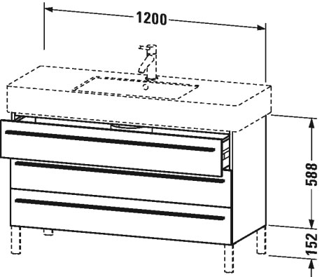 XL655502121 Тумбочка напольная X-Large #XL6555 1200 x 470 мм Орех темный декор Duravit - Вид №1