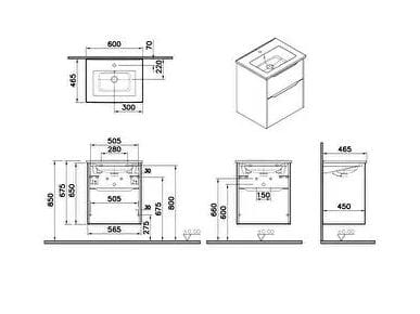 Подвесной шкаф для умывальника с ящиками со встроенной раковиной VitrA Bathrooms Integra Square ARCH-00096421 - Вид №9