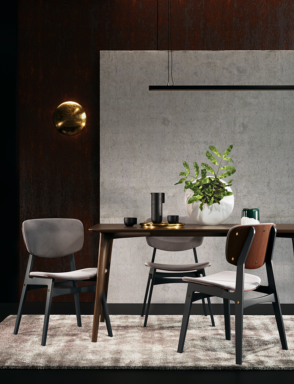 Мягкий стул SID Тёмная берёза / кофейный / Ткань категория 2, арт. 039 THE IDEA  210637 Серый  - Вид №4