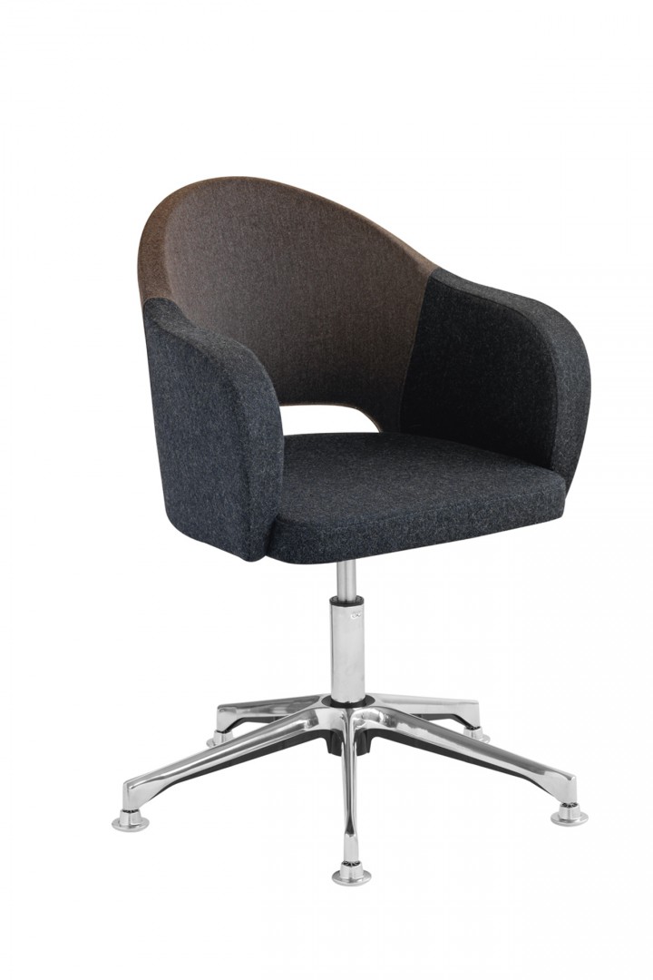 Agatha 046-DP Вращающееся кресло с алюминиевой рамой с 5 направлениями. Сиденье и спинка мягкие. Et al. Agatha