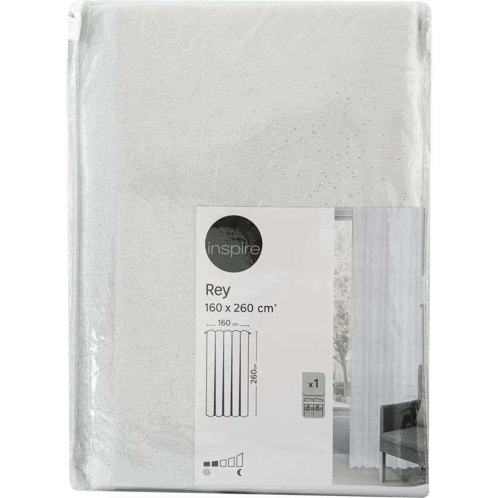 Штора на ленте Inspire Rey 160x260 см цвет серо-белый 82922258 STLM-2204885  - Вид №4