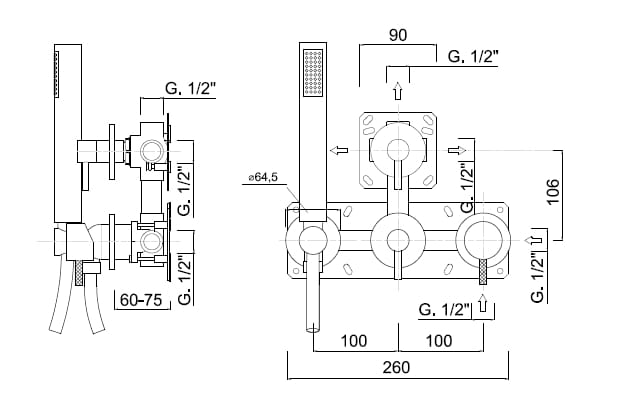 Смеситель для душа с ручным душем Rubinetteria Giulini My Future Deluxe ARCH-00132293 - Вид №2