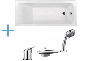 Акриловая ванна Aquanet Bright 170x75 (каркас + смеситель Aquanet Practic 2 AF111-63B)