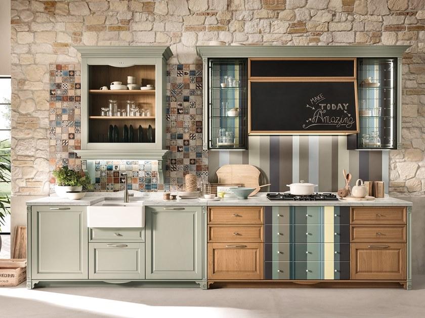 Aster Cucine Линейная встроенная кухня из лакированного дерева Portrait sun-id-1439026 - Вид №1