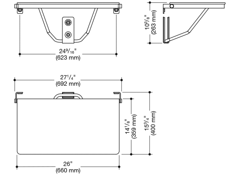 900.51.211XA Складное сиденье для душа, прямоугольное (ada) HEWI System 900 - Вид №1