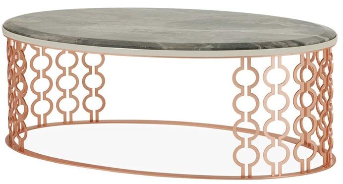 Stylish Club Низкий овальный журнальный столик из мрамора и металла Cocktail Scf.c03 - Вид №1