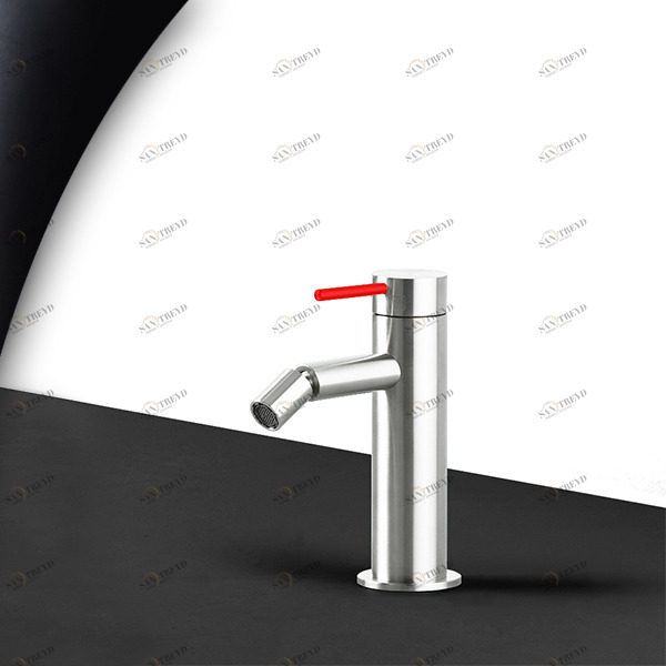 Смеситель для биде сталь глянцевая с красной ручкой Toki Radomonte TKI4LCIL15