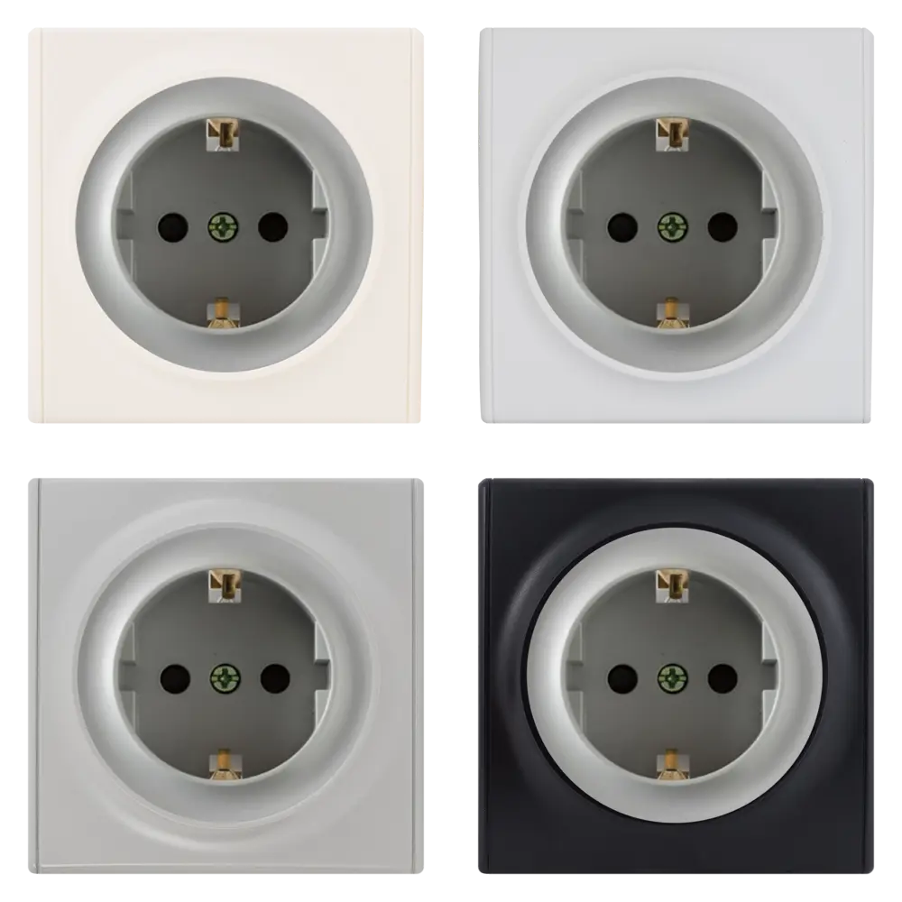 Розетка встраиваемая Onekey Florence с заземлением со шторками цвет серый ONEKEYELECTRO STLM-2084646 - Вид №1