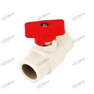 Кран шаровый KALDE D25 MINI белый с красной ручкой 3242VLM250002