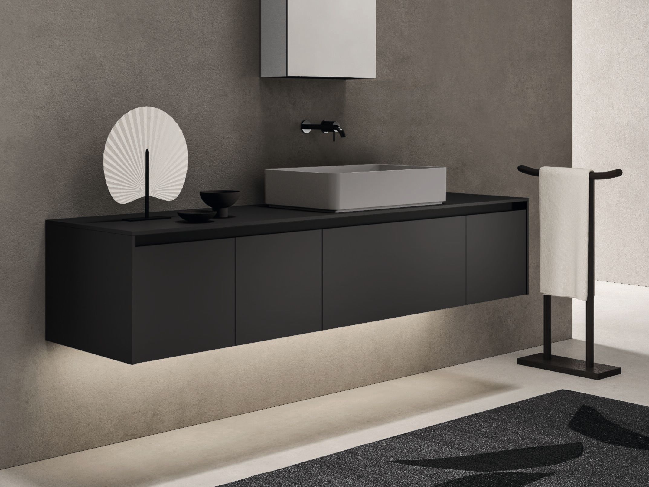 Деревянный подвесной шкаф для умывальника с выдвижными ящиками Noorth синтез ARCH-00101538