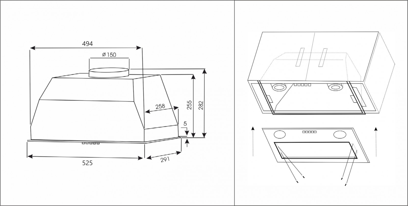 9245053 Вытяжка полновстраиваемая EXITEQ EX-1176 серебристый STDN-0027579 - Вид №4