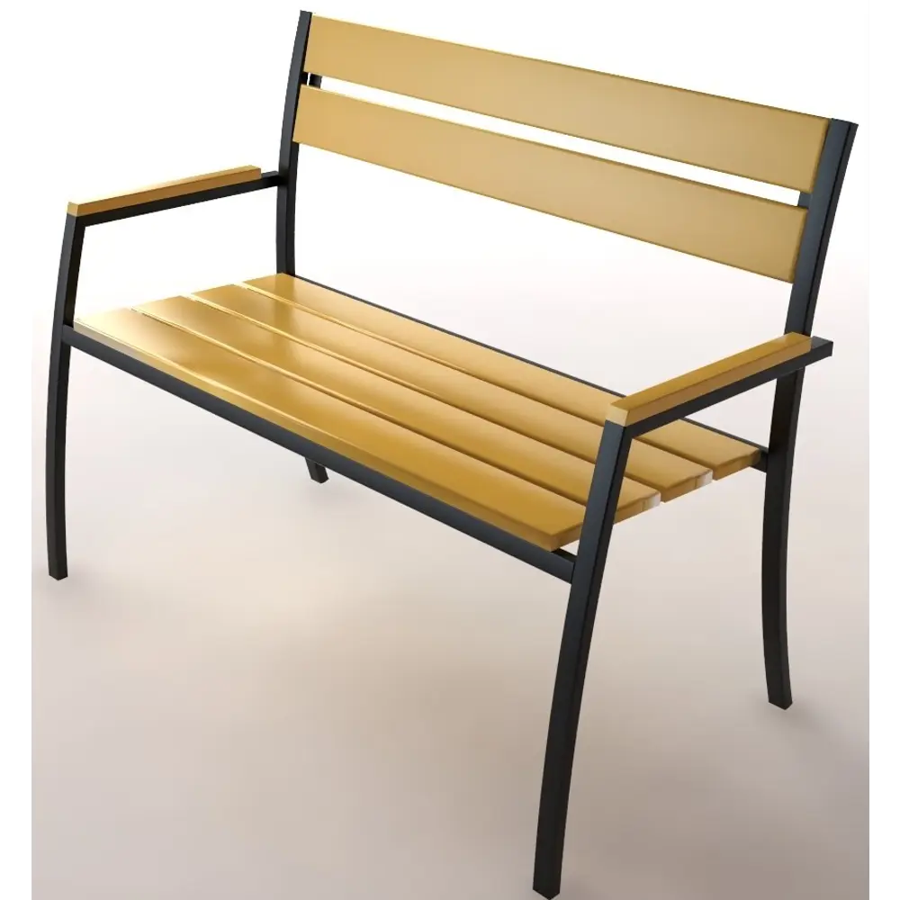Скамья садовая разборная Garden113х56х85,6 см сталь/дерево желтая 82608842 STLM-2105893 Santreyd 