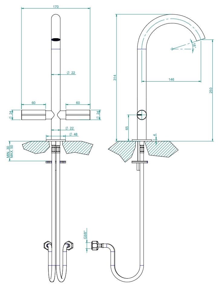 Смеситель для раковины из нержавеющей стали с одним отверстием Zazzeri Z316 ARCH-00071248 - Вид №3