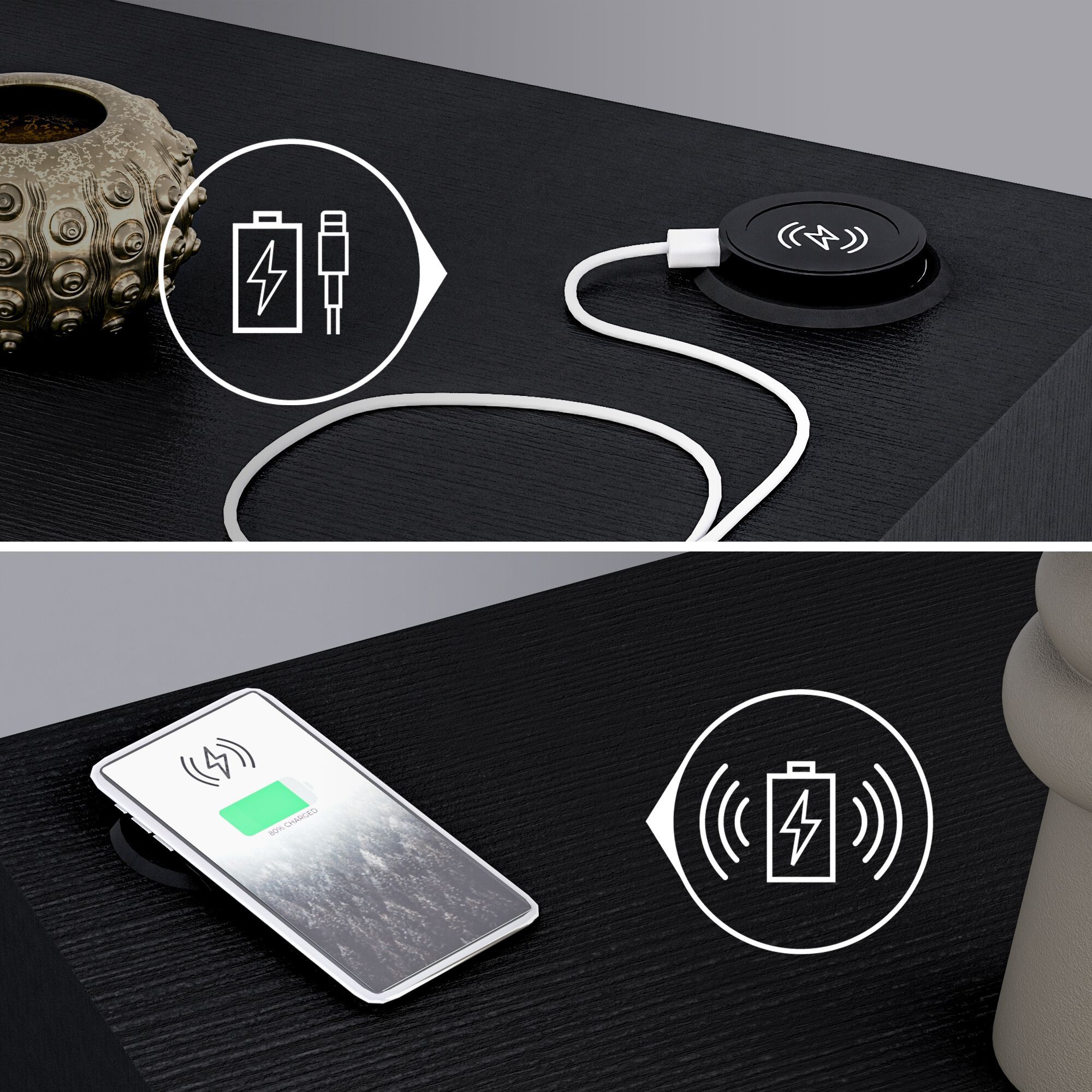 Высокий стол на полуострове в меламине с беспроводным зарядным устройством Mobili Fiver Evolution ARCH-00028433 - Вид №24