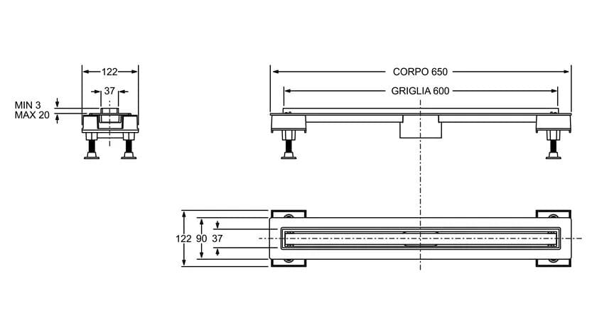 Алюминиевый слив для душа Bonomini Canalissima ARCH-00078101 - Вид №2