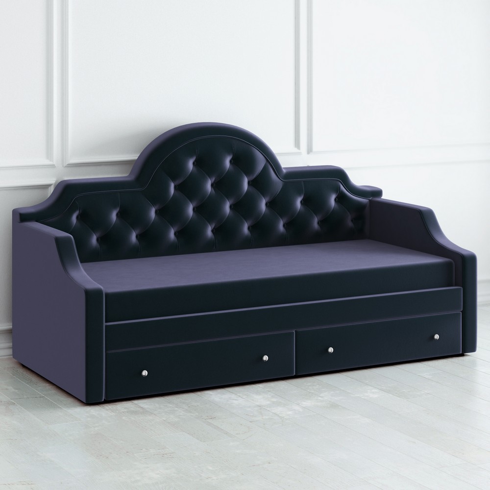 Диван-кровать детский с 2 выдвижными ящиками 90х190 см синий с каретной стяжкой DayBed KREIND DAYBED 00-3880029 Синий Santreyd  - Вид №1