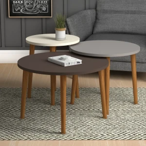 91073480 Комплект журнальных столиков Roma Coffee Table коричневый STLM-1396971
