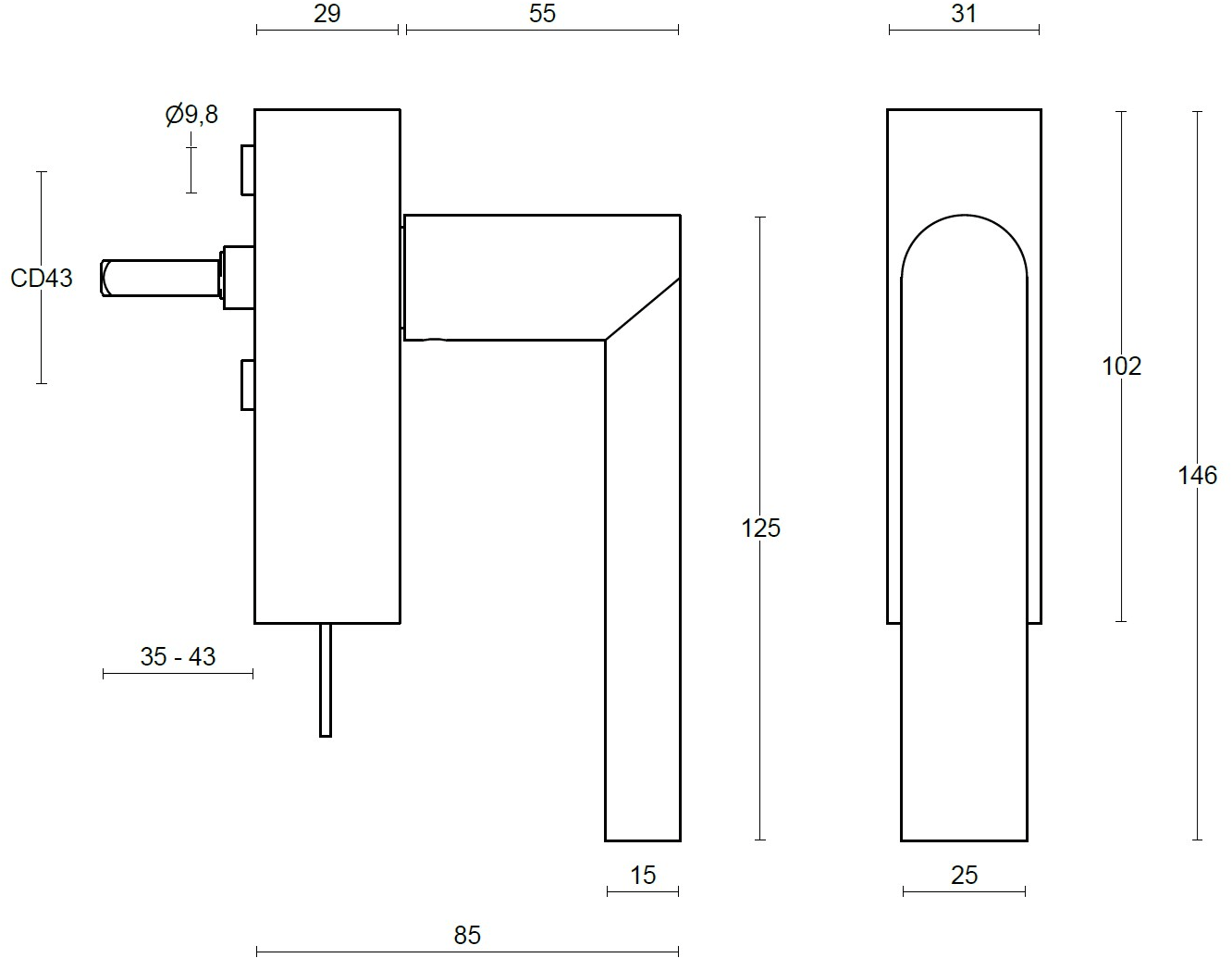 Formani Поворотно-откидная оконная ручка с ключом из нержавеющей стали Arc sun-id-1482109 - Вид №2