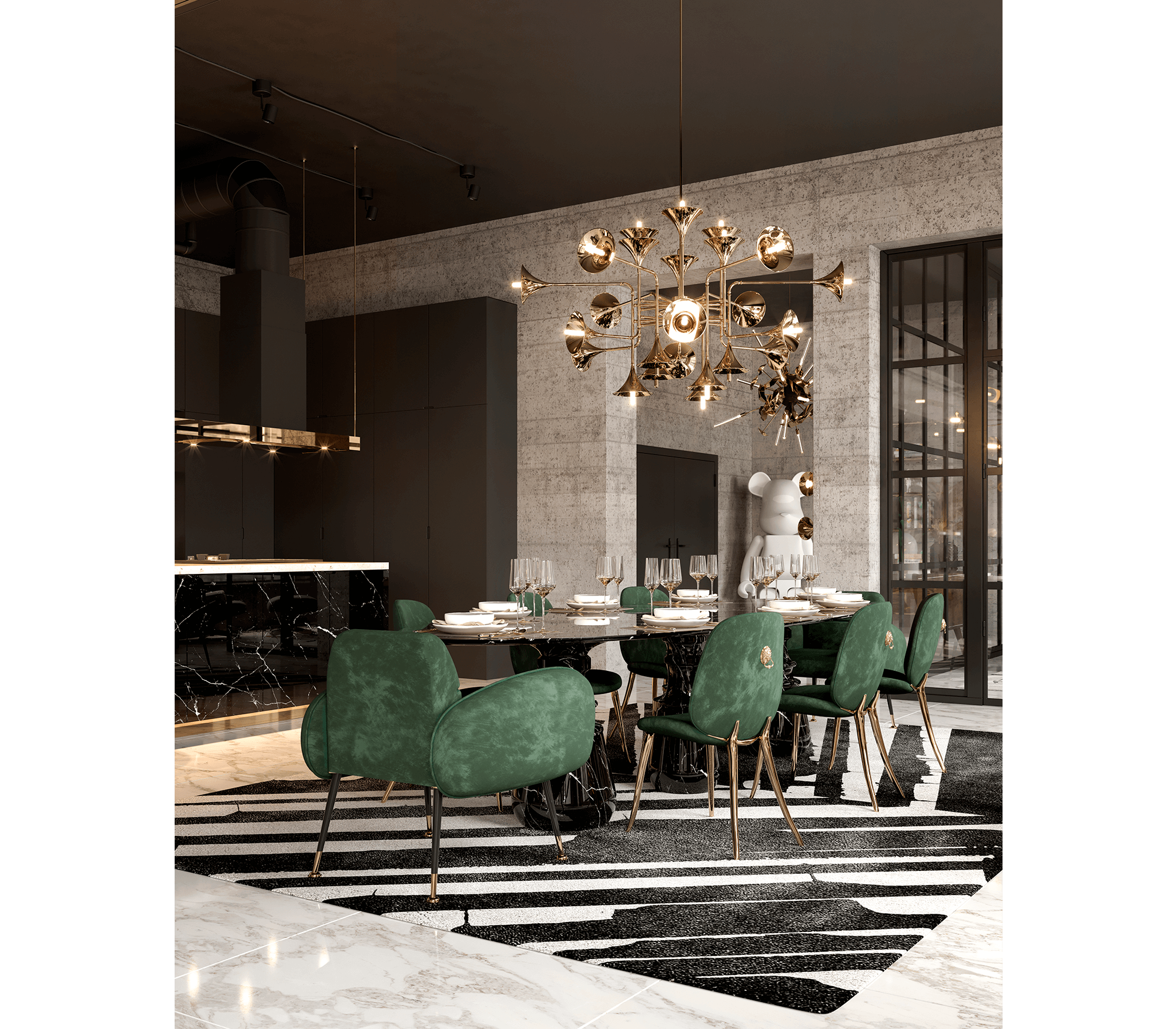 0-127 Обеденный стол Pietra oval xl nero marquina  Boca Do Lobo  - Вид №6