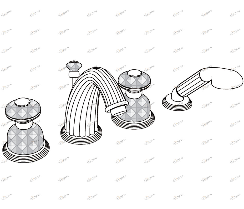 C47-3304 C47-3304 Смеситель на 4 отверстия на оправе АЛМАЗНЫЙ КУПОЛ Cristal & Bronze DÔME DIAMANT 