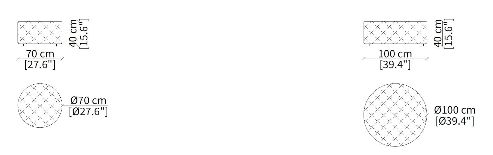 Ткань круглый capitonné пуф Frigerio ARCH-00138180 - Вид №6