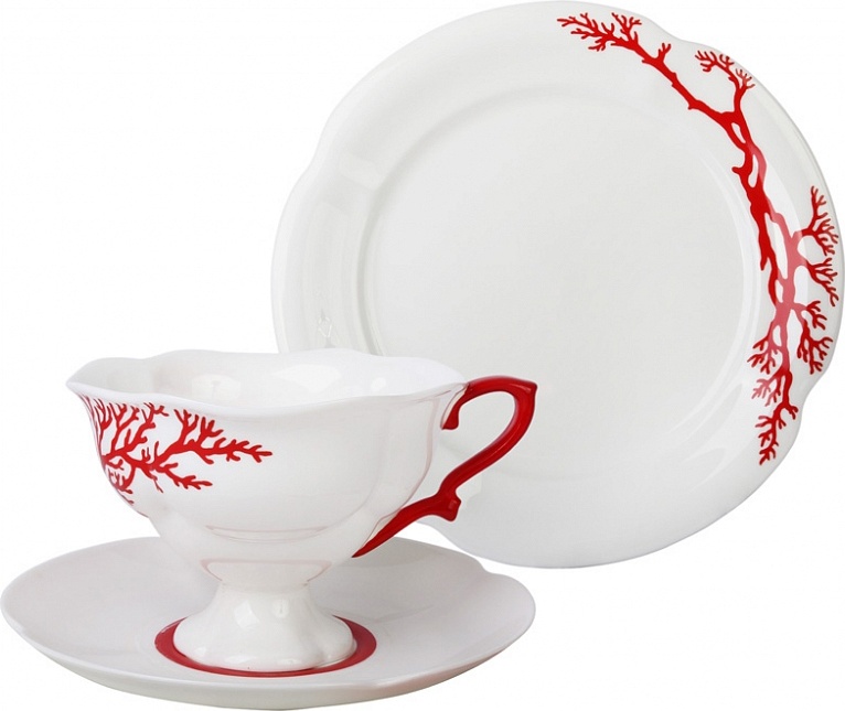 10597972 Императорский фарфоровый завод Комплект 1/3 "Коралл" "Наташа" Фарфор костяной 