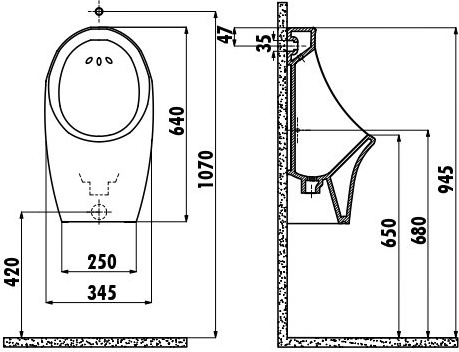 TP611-00CB00E-0000 Писсуар (верхняя подводка) Creavit  - Вид №1