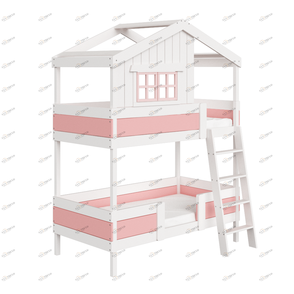 Кровать двухъярусная белая с розовым "Шале M" ELLIPSE ELLIPSE HOME 00-3951306 Белый;розовый Santreyd 
