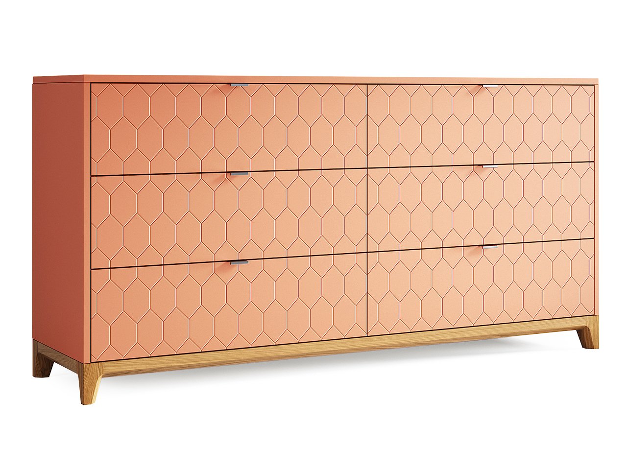Комод для спальни с 6 ящиками дуб "Гравировка 2" Case №3 THE IDEA ДИЗАЙНЕРСКИЕ 210207 Оранжевый  - Вид №1