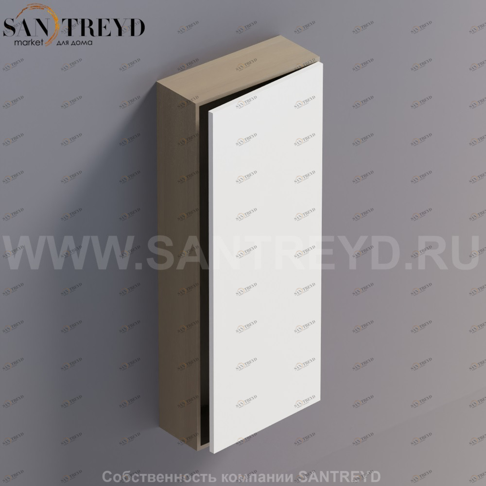 LIFT Модульный шкаф 100 см с правой дверью на доводчиках. Модули могут располагаться горизонтально и вертикально. Отделка: серый дуб и белая краска. AMOB053LZRCDX Agape