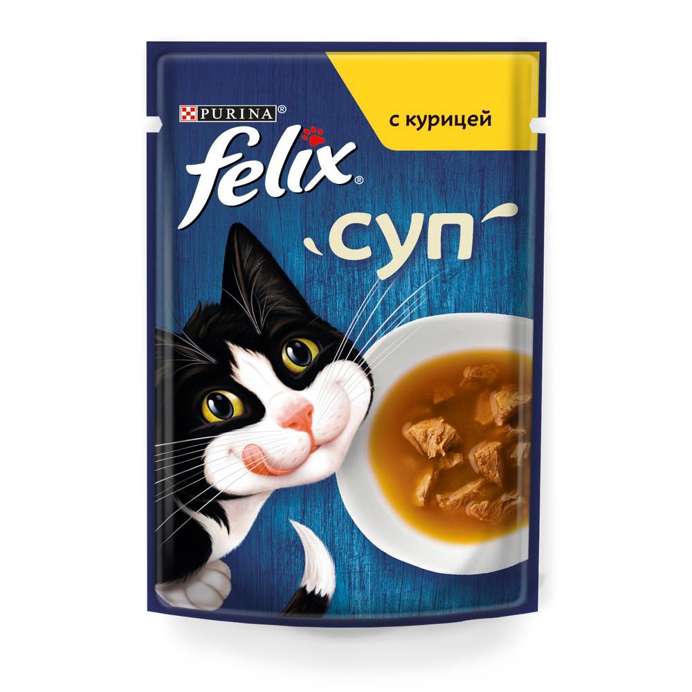 ПР0048794 Корм для кошек Суп с курицей, пауч 48 г FELIX 