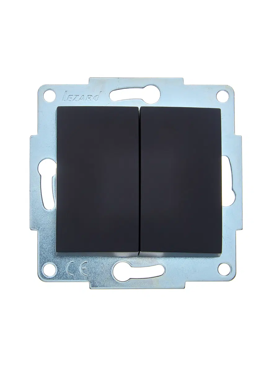 ASTI Выключатель двойной чёрный бархат механизм LEZARD 7081-4288-101