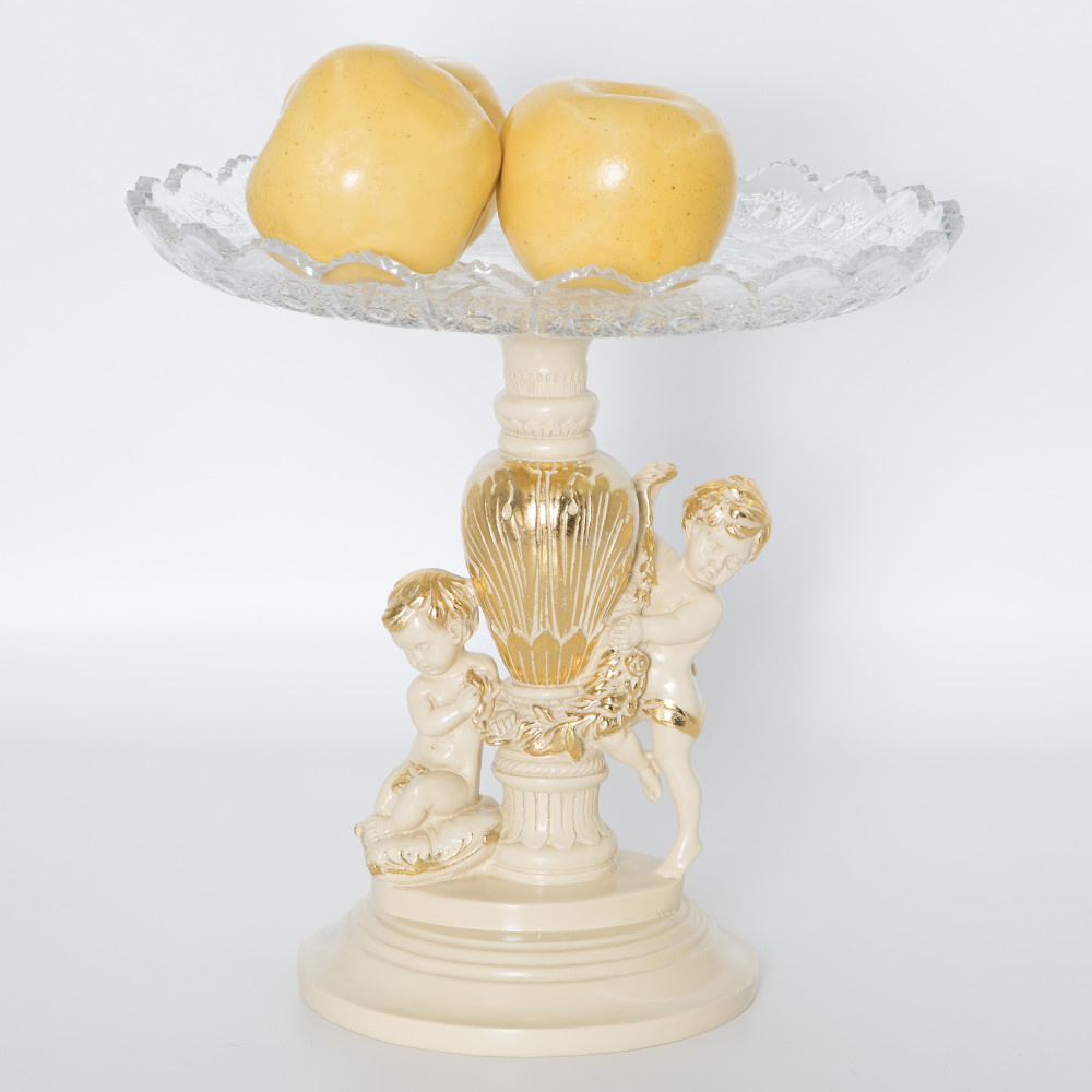 52093 BOGACHO Фруктовница-конфетница Путти - 7 Айвори мрамор / стекло  - Вид №1