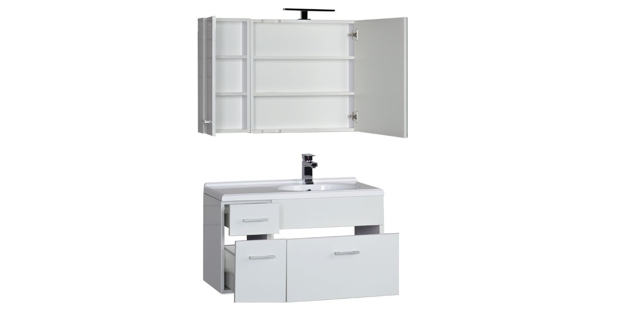 Комплект мебели Aquanet Данте 85 R белый (камерино 1 навесной шкафчик) 00164820 - Вид №2