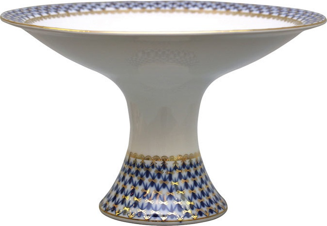 80409 Императорский фарфоровый завод Ваза для фруктов м.р. "Кобальтовая сетка" "Молодежная" Фарфор твердый 