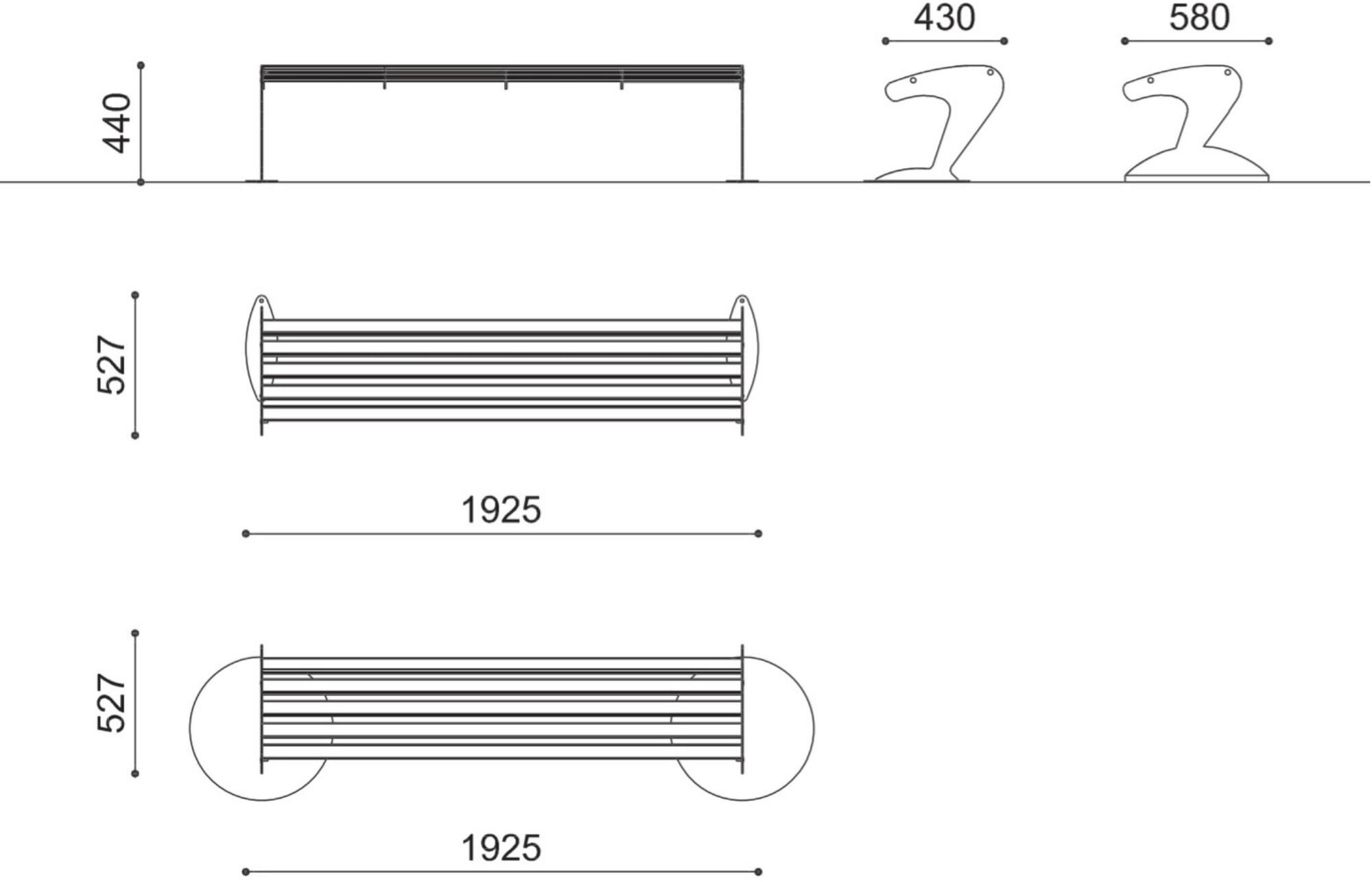 City Design Деревянная скамейка без спинки Albatros Albatros - pw, pwb - Вид №1