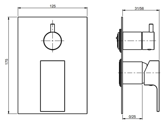 Встраиваемый смеситель для душа с переключателем Rubinetterie Frattini Vita Due ARCH-00132398 - Вид №8