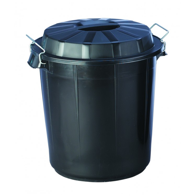132507 DENOX Бак пластиковый черный с ручками с крышкой с зажимом 50 л. Черный  - Вид №1