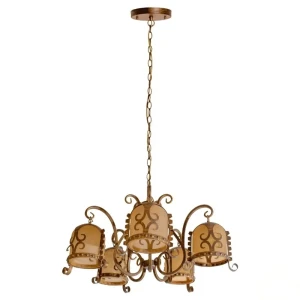 Люстра Самурай 5xE27x60 Вт, металл/стекло, цвет бронза/мультиколор