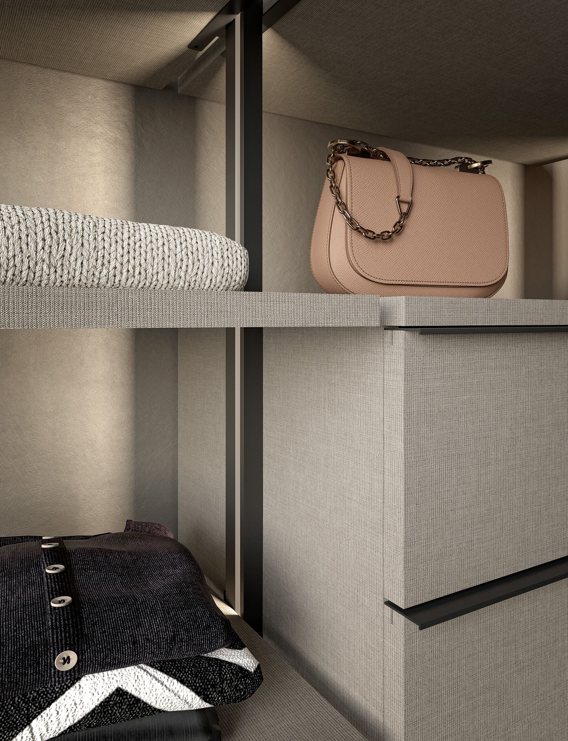 Модульная металлическая и деревянная гардеробная со встроенным освещением Adok ателье ARCH-00037993 - Вид №4