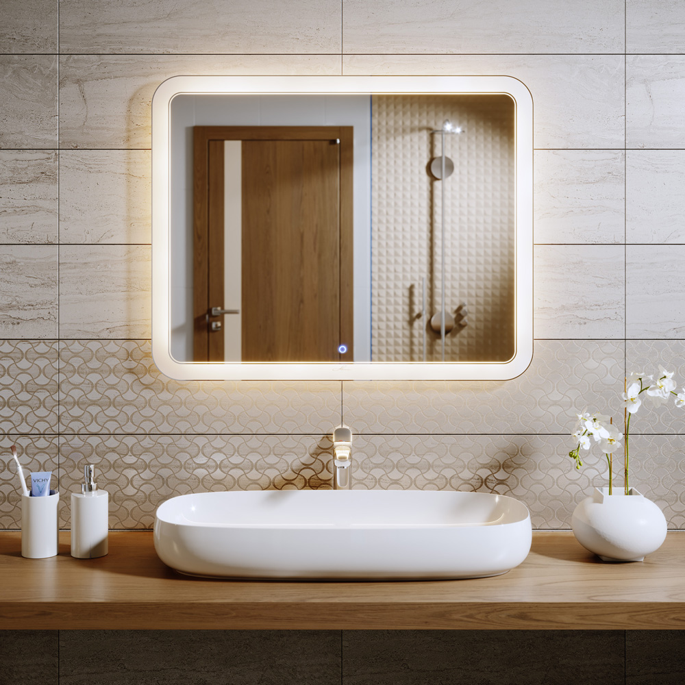 Зеркало в ванную с подсветкой белое 90х80 см Vanda Lux ALAVANN VANDA LUX 303908 Белый  - Вид №1
