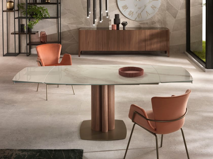 Фиксированный и выдвижной стол с керамической или деревянной столешницей RIFLESSI башня ARCH-00132082