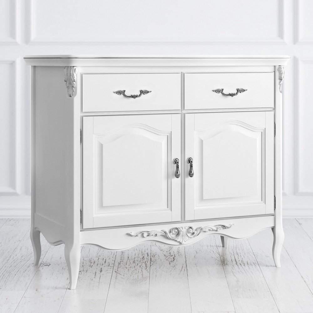 Комод с ножками и 2 ящиками 110х94 см белый с серебряной патиной Silvery Rome KREIND SILVERY ROME 00-3880059 Разноцветный;белый Santreyd  - Вид №2
