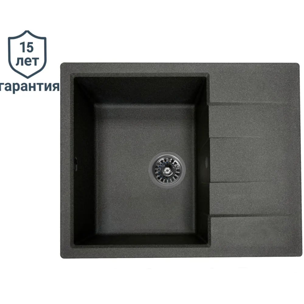 Кухонная мойка DELINIA кварцевая черная 65×51 см с сифоном 86421329 STLM-0068885 - Вид №1