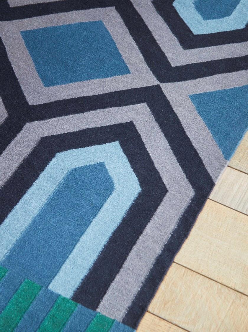 GAN Прямоугольный шерстяной коврик с геометрическими мотивами Ndebele sun-id-1438024 - Вид №4