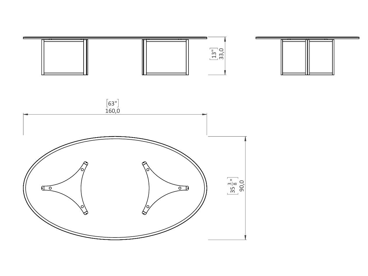 Деревянный и стеклянный овальный журнальный столик Casa Magna Essence ARCH-00110828 - Вид №4